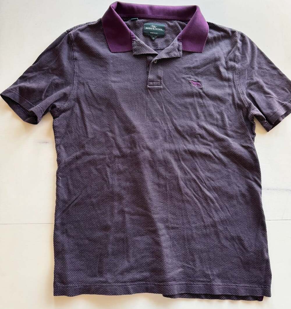Rodd & Gunn Redwood Pass Polo Size L Purple Cotton